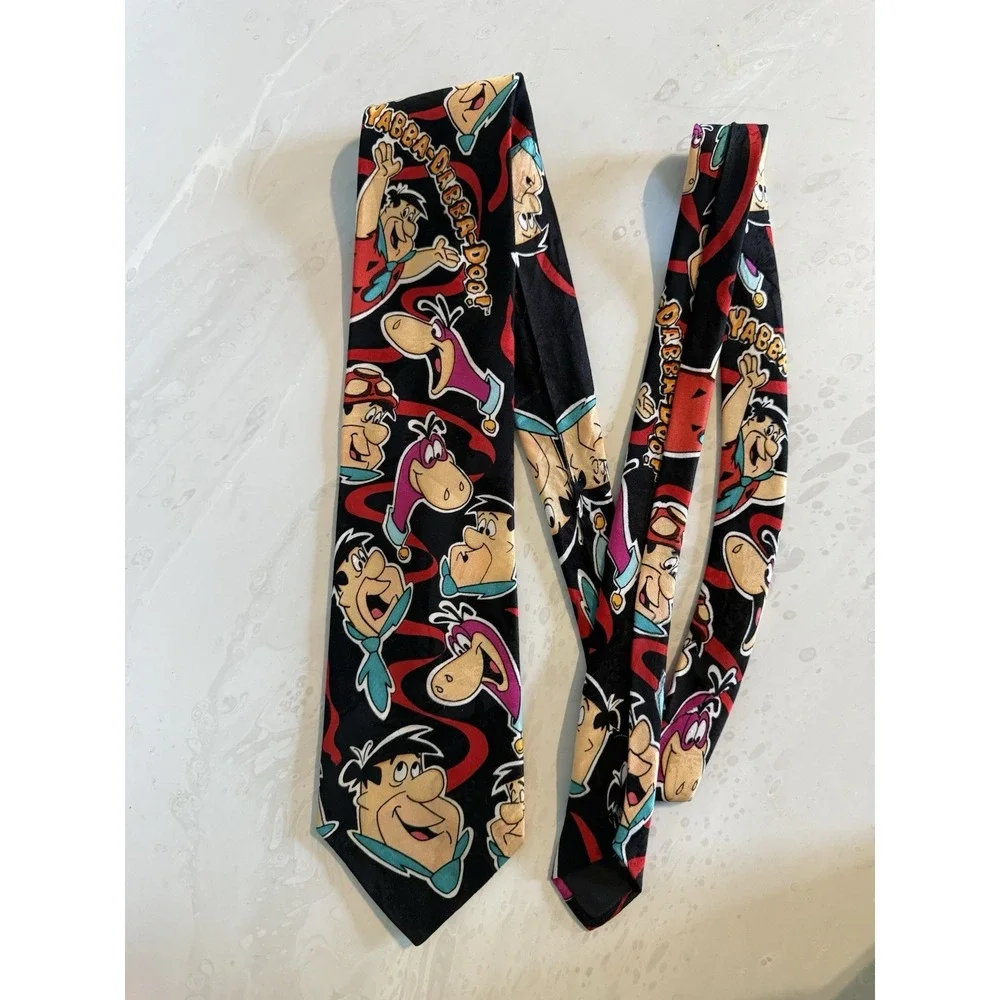 Vintage 90s Cartoon Tie Bundle Flintstones Pink Panther Garfield‎ Disney 4pc Lot